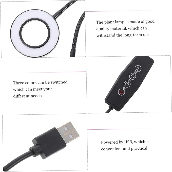 LED Grow Light Clip for Indoor Plants Adjustable Dual-Head Timer 5V Dimmable Plant Growth Lamp for Greenhouse Use
