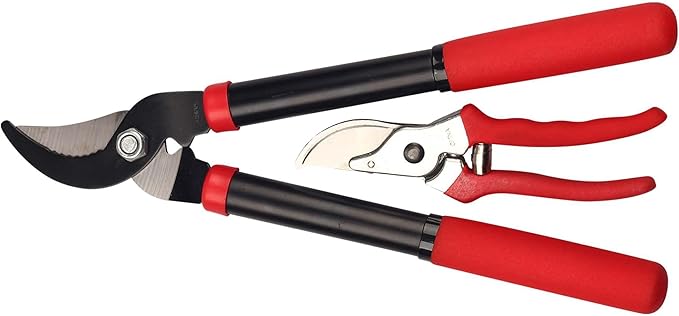 D&ampD Garden: Bypass 2-Piece Combo Set - 8 Pruner &amp 15 Lopper - Gardening Cutting &amp Trimming Tools Comfort Grips Heat Treated Blades Yard Work