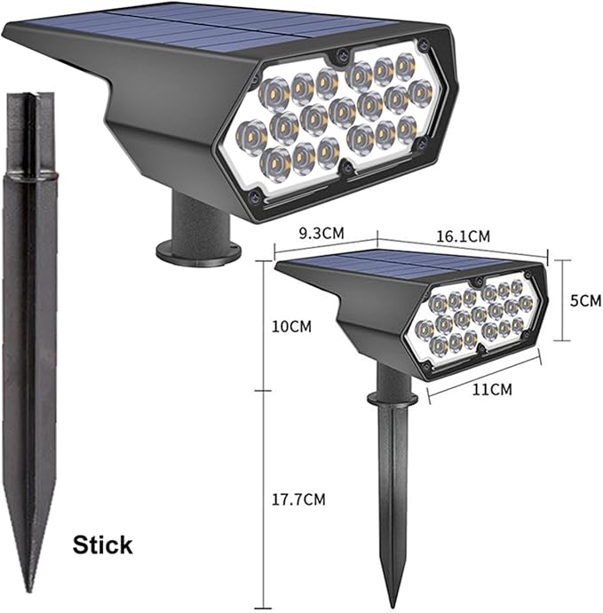 Solar Spot Lights Outdoor 19 LED 2 Lighting Modes Solar Landscape Spotlights Solar Powered Security LightsWaterproof IP65 Wall Lights for Walkway Yard Garden DrivewayWarm white2 Pack