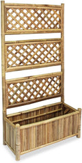 vidaXL Garden Raised Bed with Trellis - Bamboo 27.6x11.8 Planter for Climbing Plants Outdoor/Patio/Balcony Decor