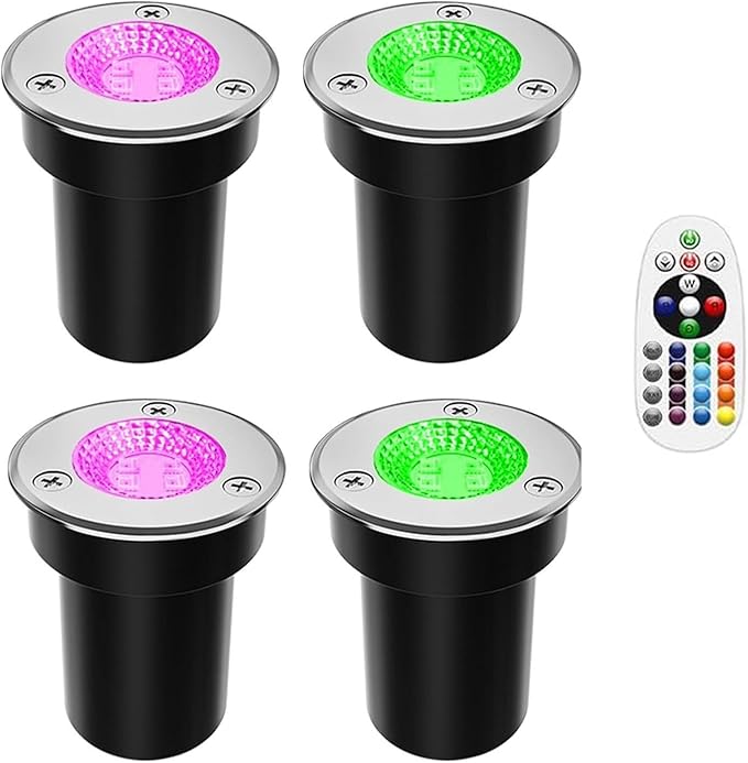 4PCS LED Landscape Lights - Outdoor Buried Lamp 3W LED Ground Recessed Spotlight 12V-24V RGB Ground Spot Lights IP65 Garden Recessed Floor Lamp Spotlight Led Light(3W(24V))