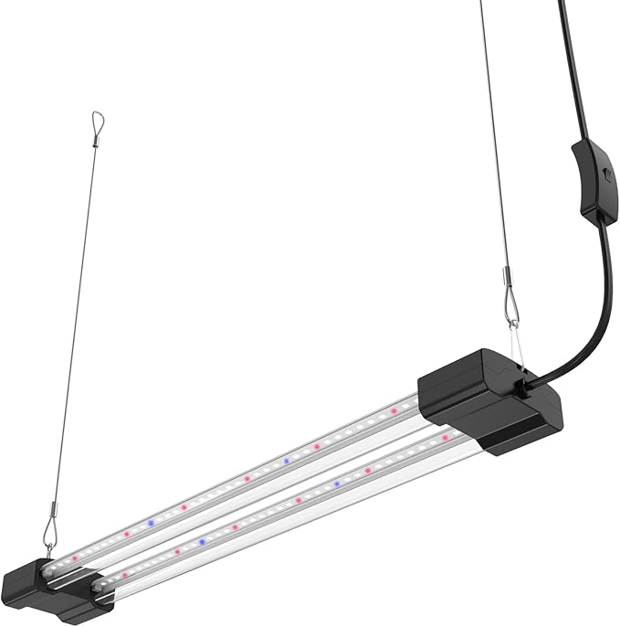 DYMOND BoostGro LED Seed Starter Grow Light Full Spectrum Linkable 5000k Daylight + 660nm Red + 450nm Blue Indoor Plant Lighting Fixture (2 FT Black)