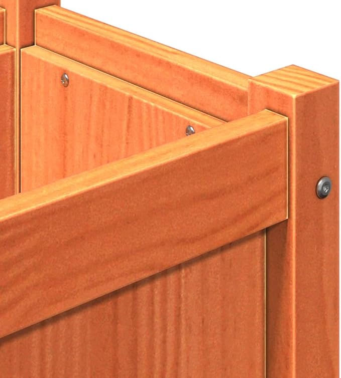 Garden Planter Wax Brown Solid Pine Wood 43.3 Outdoor Rectangular Raised Bed for Flowers Herbs Patio Balcony