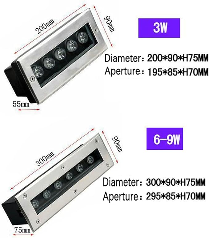 LED Underground Light - Outdoor Landscape Lamp Recessed LED Decking Lights Long Strip Ground Light Ip67 Waterproof Spotlight Simple and Modern Step DecoratiWhite-3w