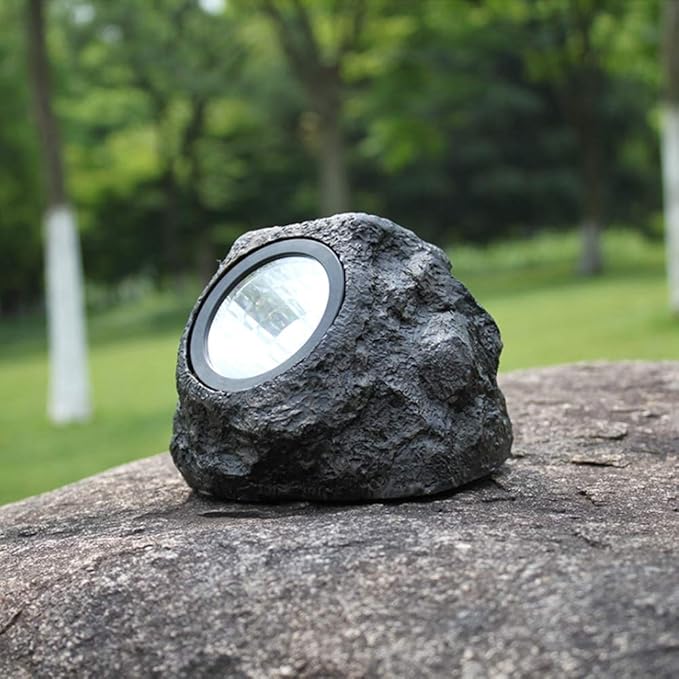 Solar Rock Light 2Pcs Small Solar Rock Lights Outdoor Solars Powered Rocks Light LED Garden Landscape Lights for Path Yard Patio Lawn Porch 4.7x5.9in