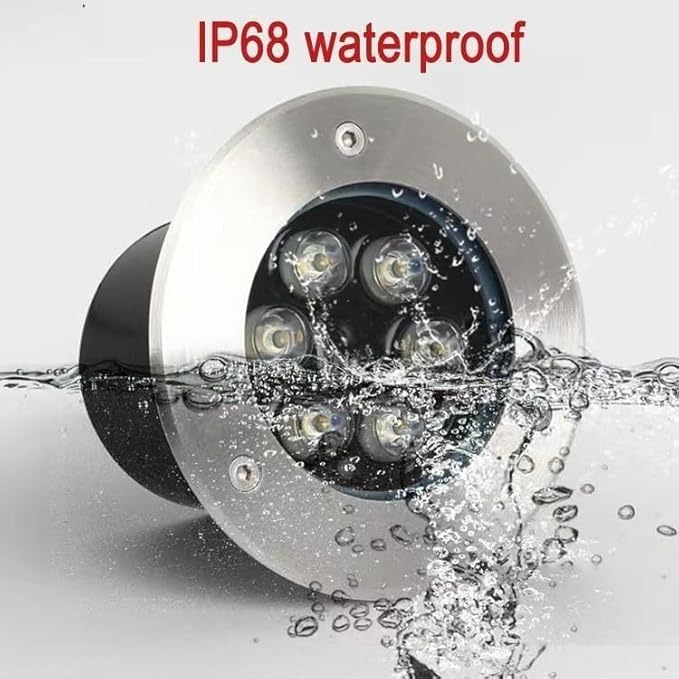 Outdoor Buried Lights - LED Underwater Light Recessed LED Fountain Light AC12/24V Low Voltage Round Pond Spotlight IP68 Waterproof Embedded Landscape Lights for Underwater Lighting(Red12V-6W) (W