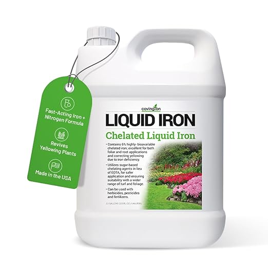 Covington Chelated Liquid Iron Concentrate (2.5 Gallon) Lawn &amp Garden Liquid Iron &amp Nitrogen Supplement for Plants Shrubs &amp Trees Treats Deficiency Discoloration Stunted Growth &amp R