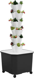 Hydroponics Tower 6/8/10/12 Layers Aeroponic Garden Tower Hydroponics Growing Sys-tem Kit for Herbs Fruits and VegetablesGrey-6LAYERS
