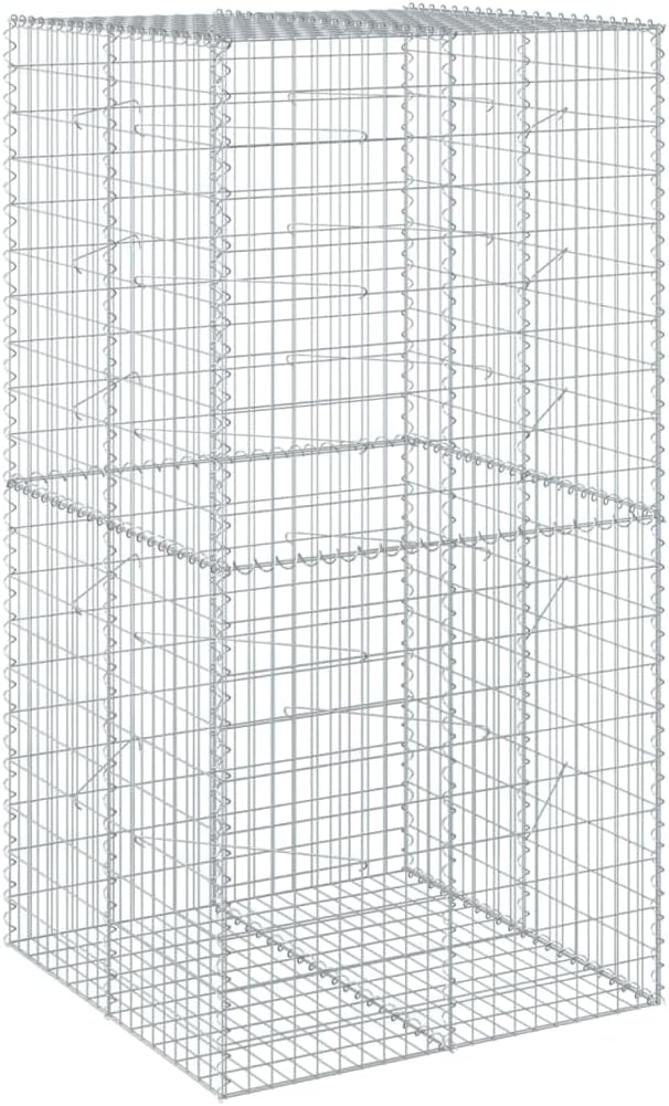 Gabion Basket with Cover 39.4x39.4x78.7 Galvanized Iron Raised Garden Bed Metal Planter Outdoor Garden Box for Landscaping Privacy Screens and Garden Decoration