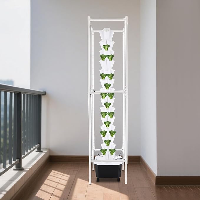 Hydroponics Growing System Kit70 Pods Vertical Indoor Garden with LED Grow Light Indoor Herb Garden with Wheels Plant Germination Kit for Vegetable Fruit (14 Layer 70 Holes)