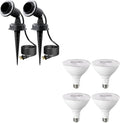 EDISHINE 120V Spotlights Outdoor Plug in Outdoor Flood Stake Lights Waterproof Landscape Lights Socket LED PAR38 Flood Light Bulb 4 Pack Dimmable Light Bulb E26 5000K