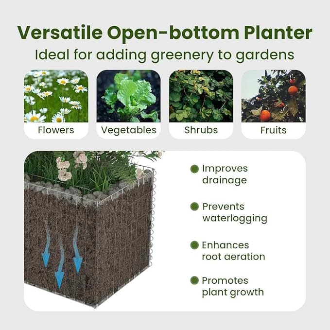 vidaXL Gabion Raised Bed in Durable Galvanized Steel - 19.7x19.7x19.7 - Easy Self Assembly - Silver Color Perfect for Gardens or Patios