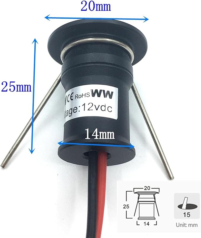 1W Recessed Small Spot Light 16 Packs of Lighting Angle 120° Colorful+Control Mini Spotlight 12V with Transformer Black