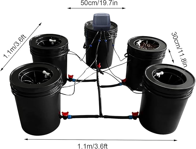 Hydroponics Growing System Kit5 Gallon Auto Watering SystemDeep Water CultureRecirculating Dripfor Indoor PlantsGrow Tents
