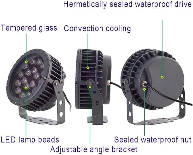 Rotation Floor Spotlight Outdoor Buried Lights 85-265V Adjustable Angle Landscape Lamp IP65 Waterproof Wheeled LED Floodlight for Yard Villas Path Lighting(Positive White Light18W)