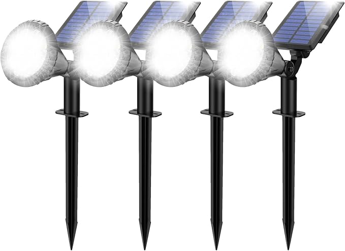 Solar Spot Lights for Outside 21 LED Outdoor Solar Lights for Yard 4 Pack Solar Spotlights Waterproof Auto On/Off for Landscape Wall Garden Pool Tree Pathway and Driveway(White)