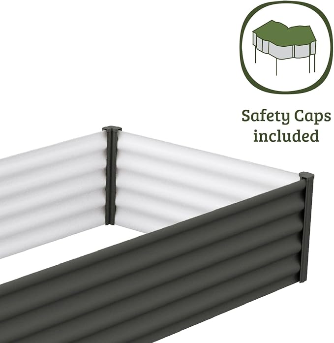 ABSCO Premium Galvanized DIY 6' x 3' Rectangle Garden Bed DIY with Easy Assembly and Superior Drainage Woodland Gray Galvanized Steel Metal Planter Garden Planter Box with 16 Walls for All Plants