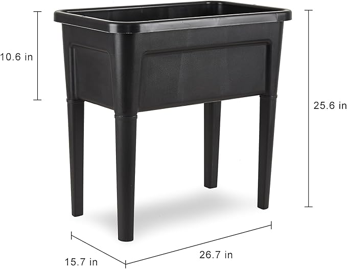 2 Pcs Plastic Raised Garden Beds with Legs16 Gallon Outdoor Elevated Garden Planter BoxPerfect for Flowers Vegetables and Herbs
