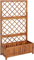 Raised Bed with TrellisClimbing PlantsOutdoor Garden Raised Planter Boxes Suitable for Growing Flowers Herbs and Fruits On Decks and Patios. 33.5X15X59.1 Solid Acacia Wood