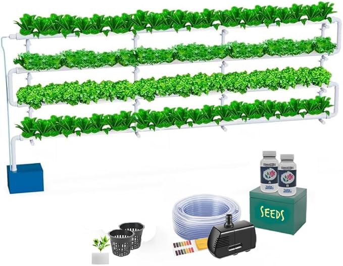 Hydroponic Kit N5P NFT System for 96 Plants Complete Indoor Garden with Nutrients Seeds &amp Accessories