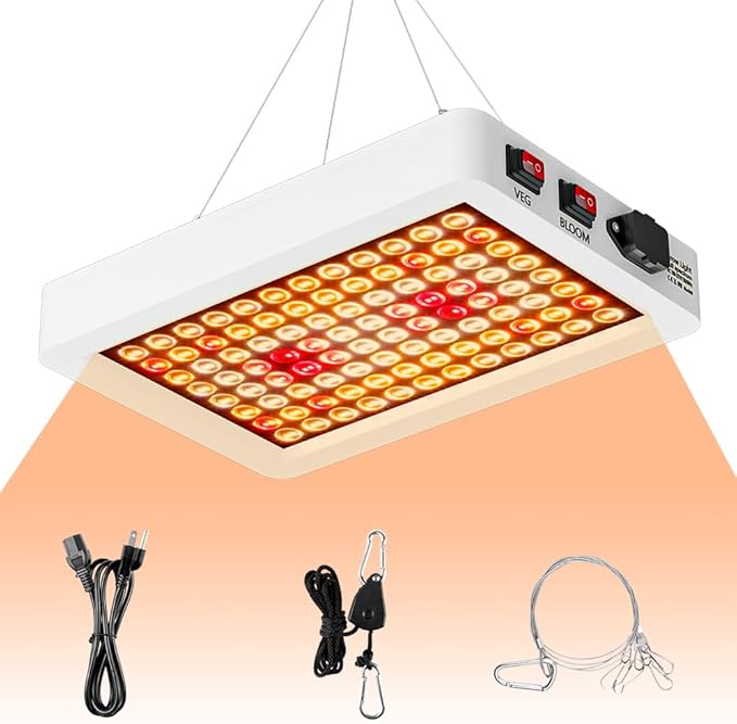 300W LED Full Spectrum Plant Lights AC110V UV IR Indoor Grow Fill Lamp Sunlike Veg/Bloom Modes Seeds Cultivation Lighting Red Blue Potted Flower Succulent Greenhouse Tent Hydroponic with Hook US Plug