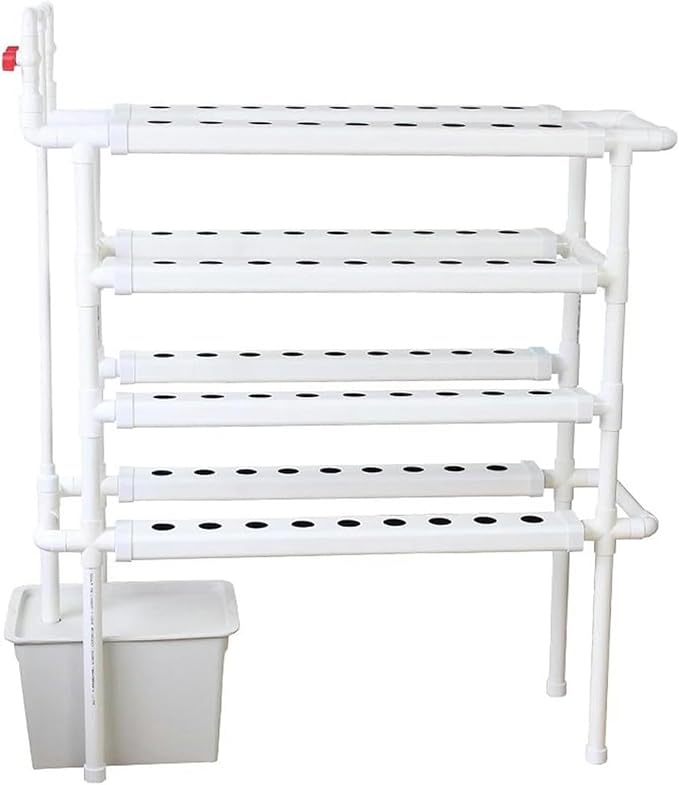 XENITE Hydroponics System Hydroponic Grow Kit 4 Layer Food-Grade PVC-U Pipe with Pump System with Grow Baskets and Sponges Without Water Tank 0825