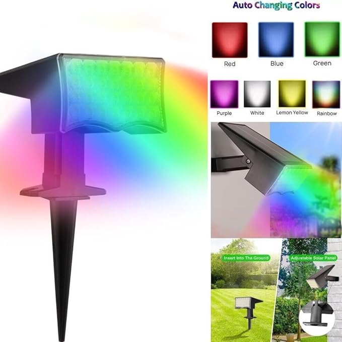 4Pcs RGB Solar Spot Lights Outdoor Garden28 LED 3 Modes IP65 Waterproof Garden Uplighters Solar PoweredAuto ON/Off Dusk Till Dawn Landscape Spotlights for YardDrivewayPathway(Sw2808-rgb10PCS)