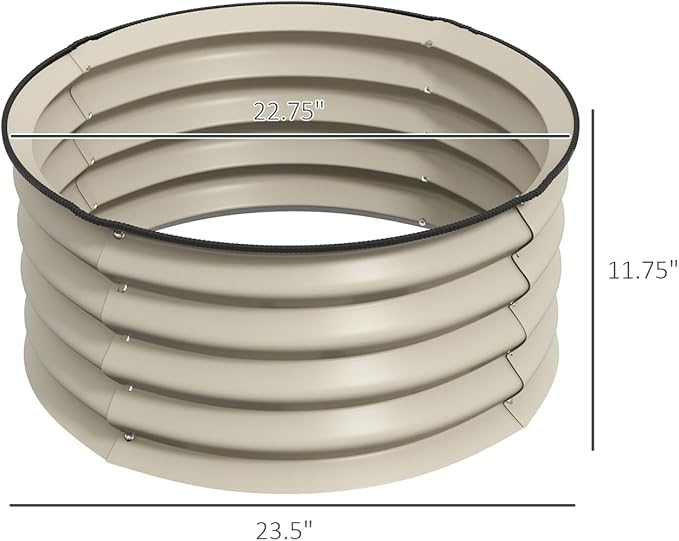 Galvanized Steel Raised Garden Beds - Set of 2 with Safety Edge for Growing Flowers Herbs &amp Vegetables Waterproof Cream White Planters