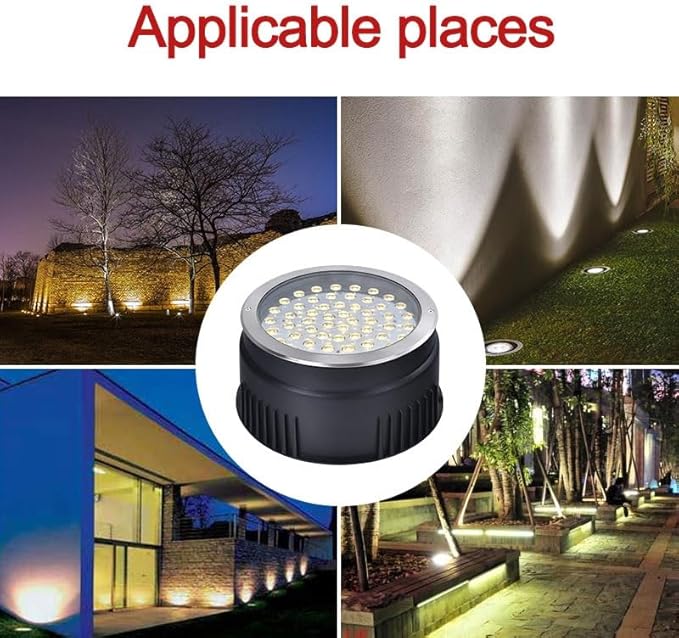 Outdoor Landscape Lights - LED Underground LightRound Recessed Spotlight IP65 Waterproof Tempered Glass Floor Light Garden Street Courtyard Ground DecorativeWhite-12W