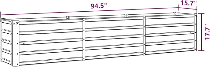vidaXL Garden Raised Bed Galvanised Steel Rectangular Garden Planter for Flowers and Planters Bottomless Raised Flower Bed Weather-Resistant Brown 94.5x15.7x17.7
