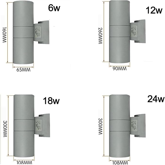 Double Head Up and Down Irradiation Outdoor Wall Washer Lights Spotlight Led Beam Light IP65 Waterproof Villa Courtyard Pillar Lamp 220V Exterior Landscape Lighting(White Light12w)