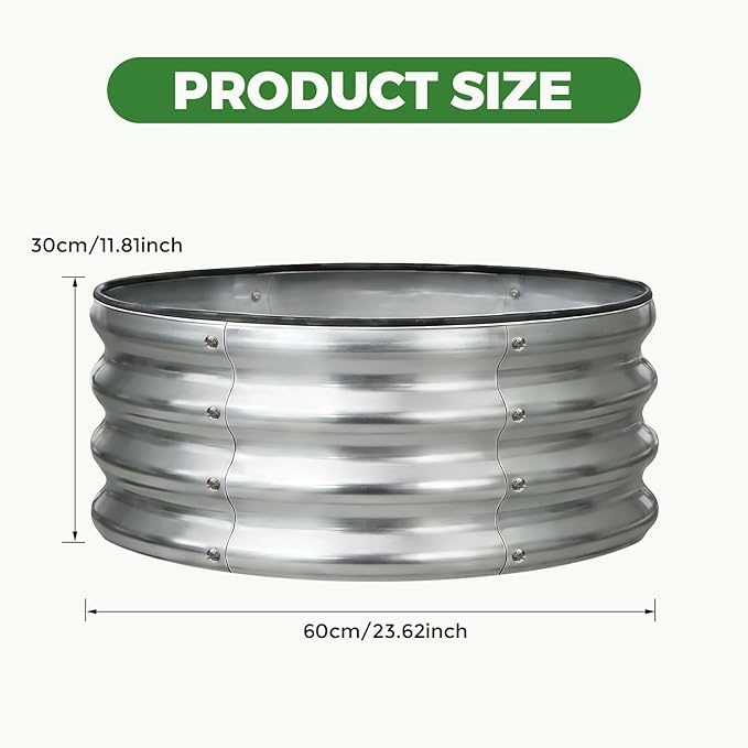 VSGDISTL Galvanized Raised Garden Bed Kit Outdoor2x2x1ft Round Metal Garden Planter Raised Beds for Vegetables Flowers Herb