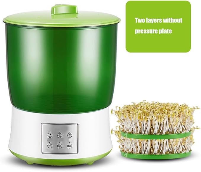 2 Layers Automatic Sprouts Growing Kit Intelligent Automatic Bean Sprouts Maker Healthy Material for SoybeanMung Bean Soybean Mung Bean Red