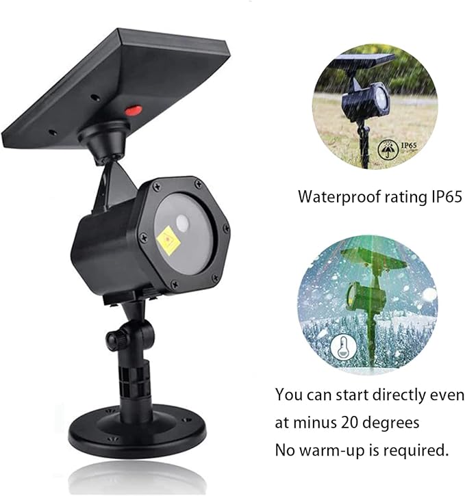 LED Solar Energy Lights Christmas Projector Light Festival Rotating Spotlight Christmas Landscape Spotlight Outdoors Decoration Christmas Festival Outdoor Landscape Decorative Lighting
