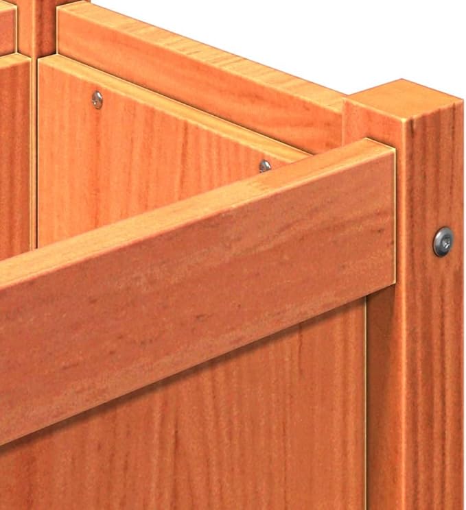Rectangular Garden Planter Waxed Brown Solid Pine Wood 59.1x12.2x12.2 in Outdoor Raised Garden Bed for Flowers Herbs Vegetables