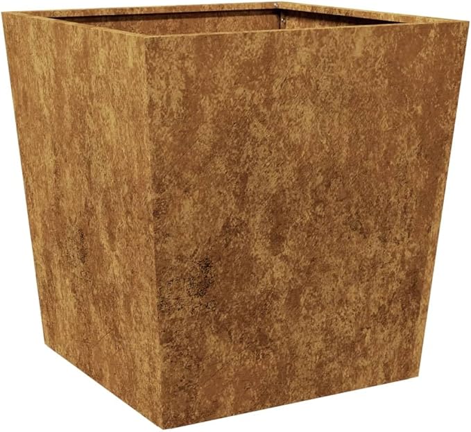 Garden Planter Brown Weathering Steel 19.7x19.7x19.7 inch Square Outdoor Decorative Inlays Durable Metal for Patio Balcony Terrace