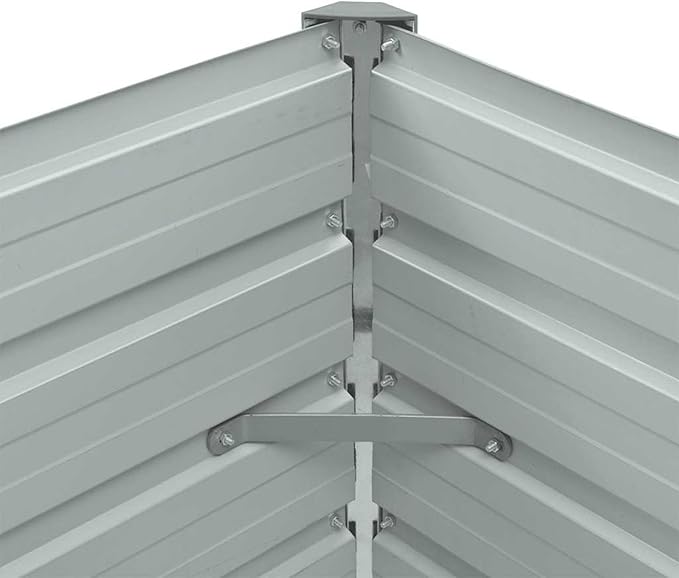 Galvanized Steel Raised Garden Bed - Deep &amp Wide Planter for Balcony Patio or Garden - Anthracite Color Weather-Resistant Open Bottom Design
