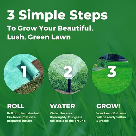 Growtrax 200 Sq Ft Biodegradable Kentucky Blue and Perennial Rye Blend Grass Seed Mat - Mix &amp Fertilizer Mat for Ball Fields Parks &amp Residential Lawns