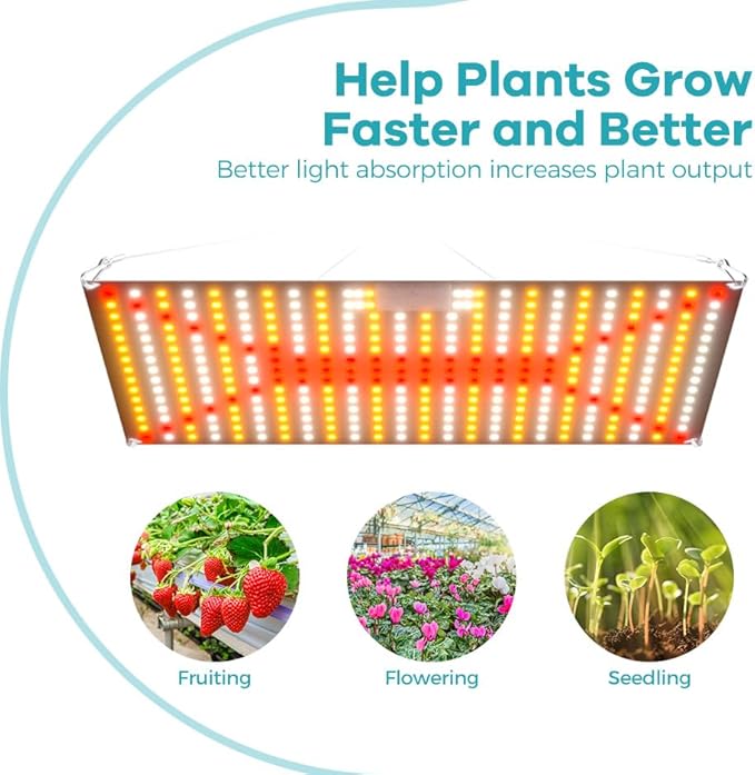 2PCS 2000W Sunlike Full Spectrum LED Plant Grow Lights 360 LEDs with 2835 Chips High Yield Diodes Dimmable Zero Noise Perfect for Seed Starting Succulents Vegetables Red Blue UV/IR AV 100-277V US Plug