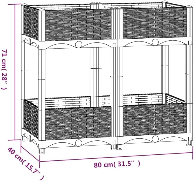 SKM Raised Bed 80x40x71 cm Polypropylene (Weight-13KG)-0406