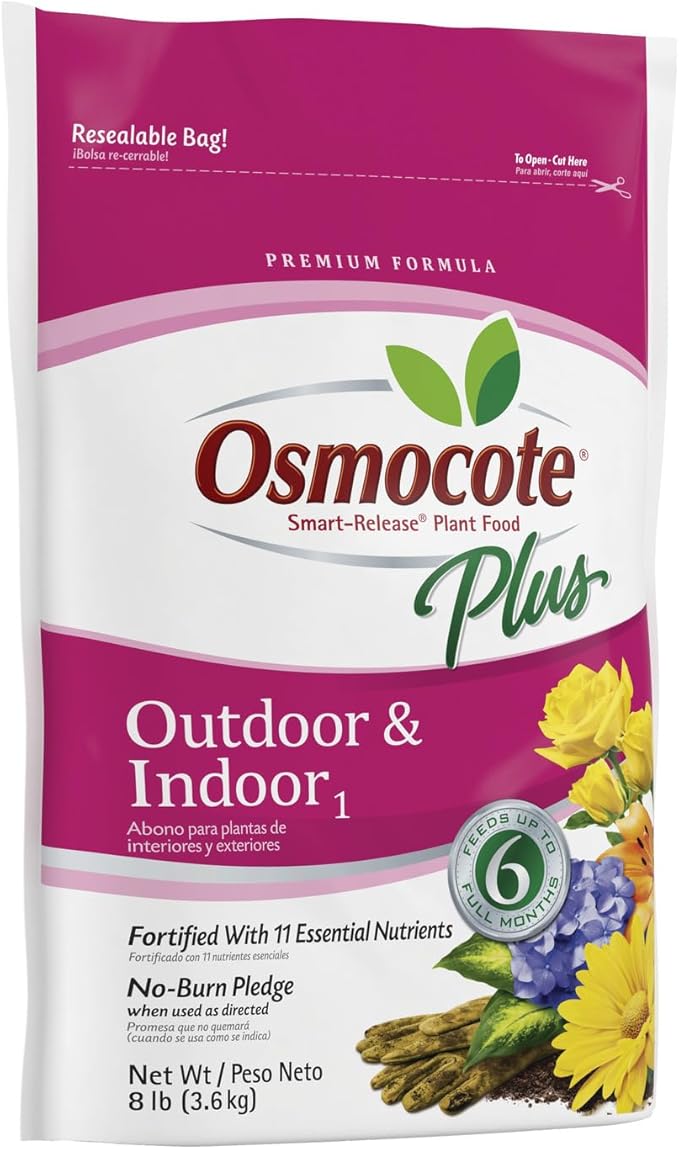 Osmocote Smart-Release Plant Food Plus Outdoor &amp Indoor1 - Granular Continuous Release Plant Fertilizer with 11 Essential Nutrients 8 lbs.