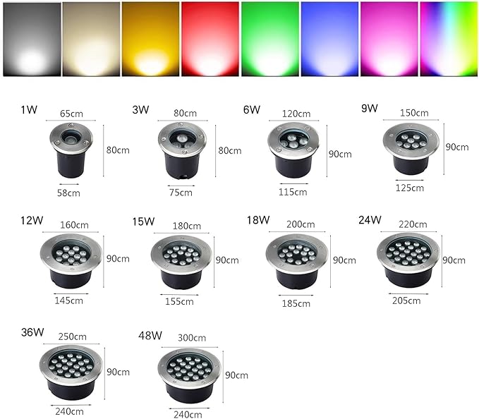 Buried Lights Outdoor Ground Light IP66 Waterproof Recessed Round Landscape Lamp AC85-265V Well Light for Driveway Garden Pathway Patio Deck Spotlights