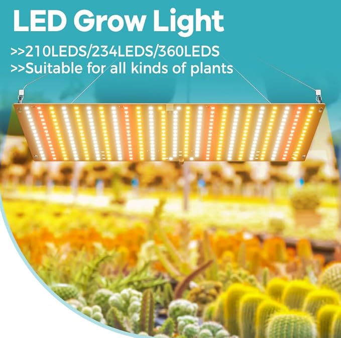 2PCS 600W LED Grow Sunlight Natural Spectrum Dimmable Plant Lamping with Low-Power Diodes for Indoor Plants Seed GerminationSeedling/Flowering Hydroponic Sunlight-Simulated Lights for Fill Lighting