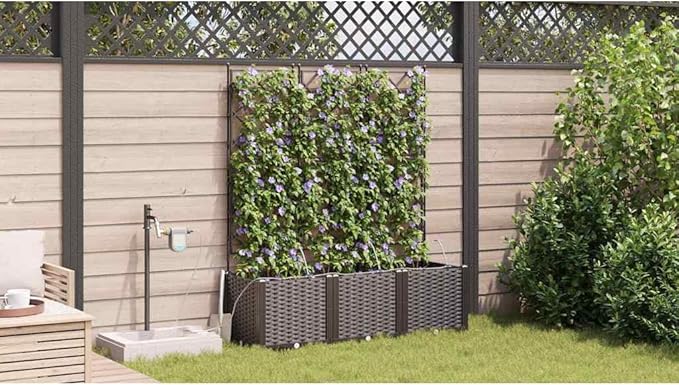 Garden Brown 47.2 x 15.7 x 55.9 Steel Raised Garden Bed UV Resistant Planter Box for Outdoor Plants Integrated Irrigation System