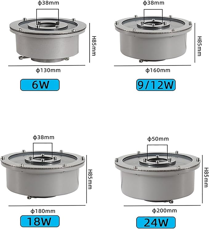Underground Light Ground Lights Waterproof Stainless Steel Swimming Pool Underwater Light Submersible Underwater Landscape Spotlight(24w85-265V) (6w 24V)