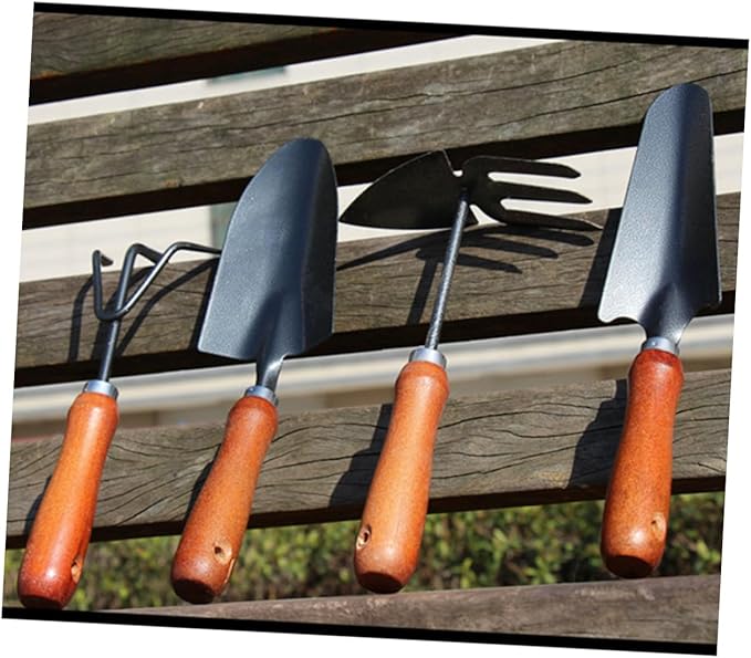 4pcs Mini Garden Tool Set Thickened Iron Spade Handle Planting Shovel for Transplanting Seedlings Weeding and Cultivating Flowers and Vegetables
