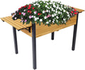 LICOME Wood Raised Planter BoxPlanters for Outdoor PlantsElevated Herbs Vegetables Flowers Great Patio Deck Balcony (Black+Brown + Wood-1)