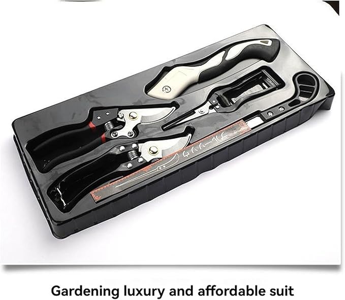 5 Piece Stainless Steel Gardening Tool Set with Ergonomic Handles – Rustproof Garden Kit Including 3 Pruning Shears and 2 Folding SawsPerfect for Trimming Cutting and Landscaping