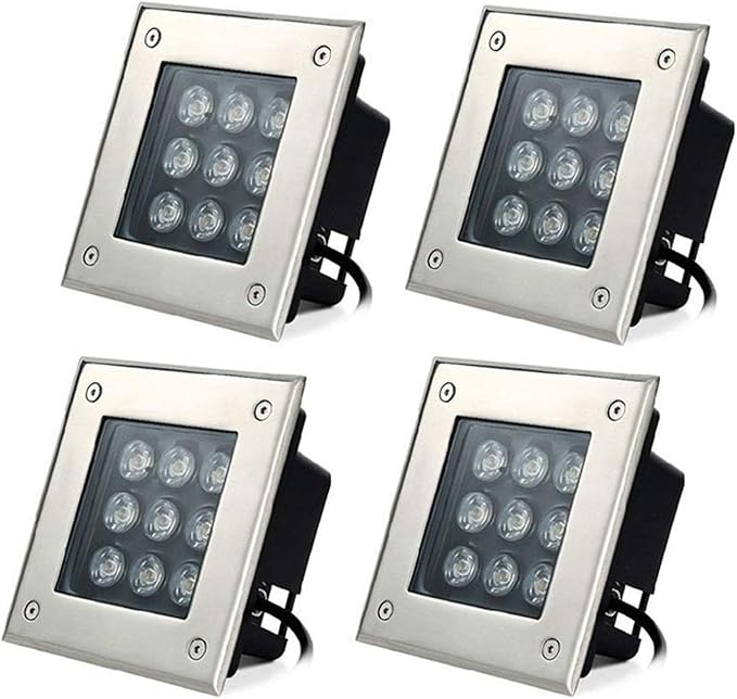 4PCS IP67 Waterproof LED Buried Landscape Lights - 85-265V Recessed Spotlights Green 6W &amp Yellow 12W Options