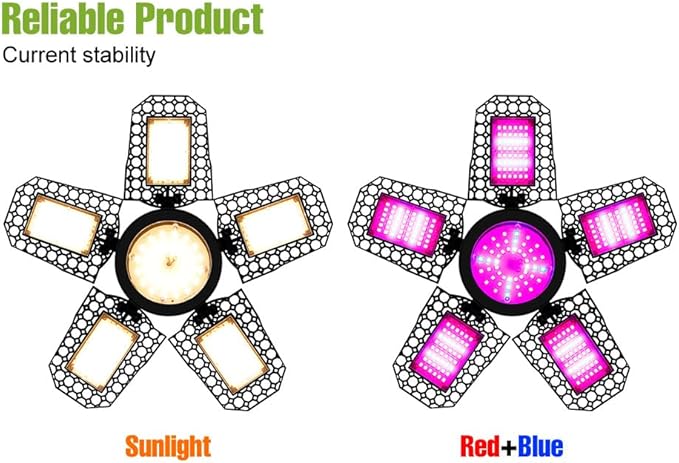 250W Greenhouse Water Seedling Lighting 110V 5 Adjustable 100-277V Foldable Panel Seed Culture Lamps E26/E27 Indoor Low-Energy Planting Bulb UV/IR Vegetable Flower Moss Potted Filling Light 252LEDs